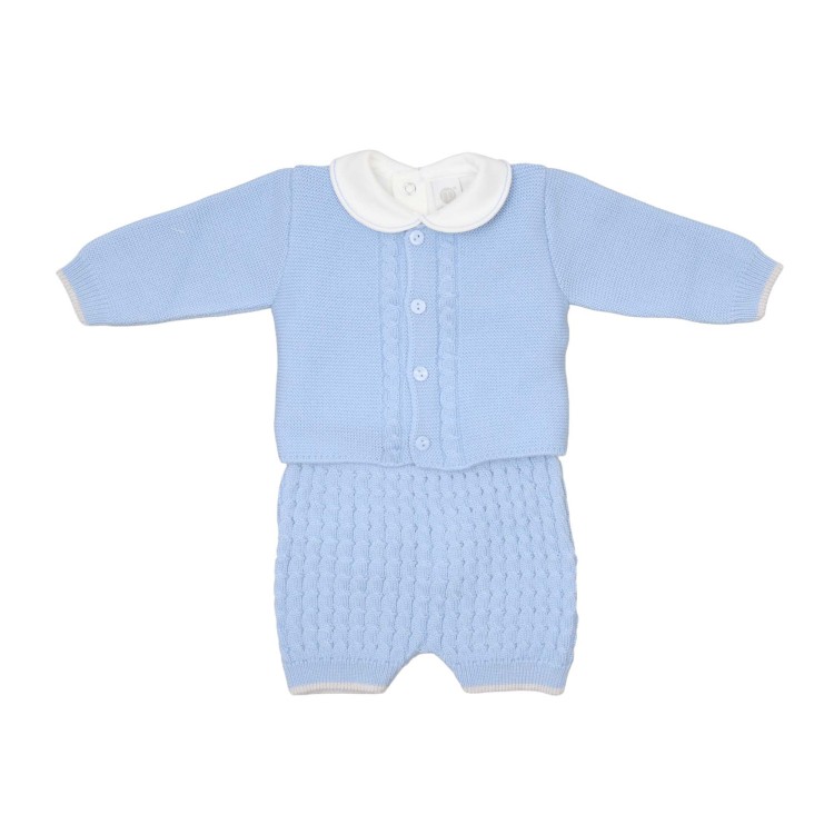 MARLU' Set 2 pezzi celeste con salopette neonato