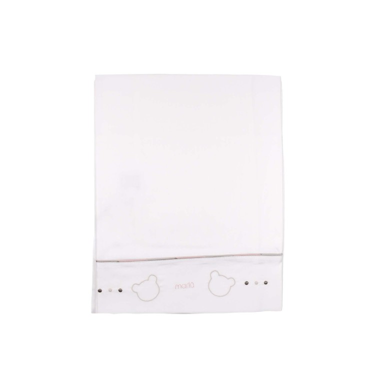 MARLU' Set lenzuolino bianco ricami rosa neonata