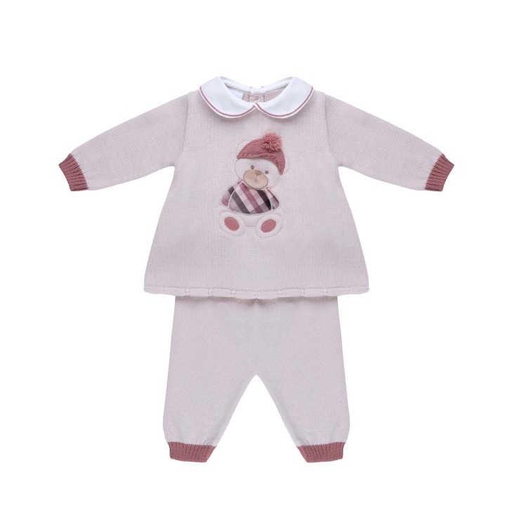 MARLU' Set 2 pezzi beige con orsetto neonata