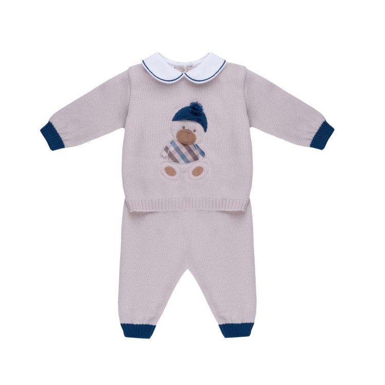 MARLU' Set 2 pezzi beige con orsetto neonato