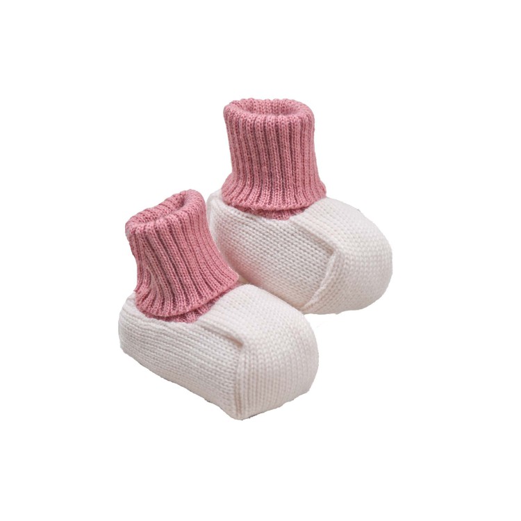 MARLU' Scarpine beige e melograno in filo neonata