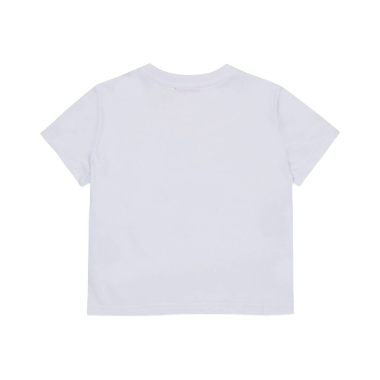 DIESEL T-shirt bianca con logo paillettes bambina