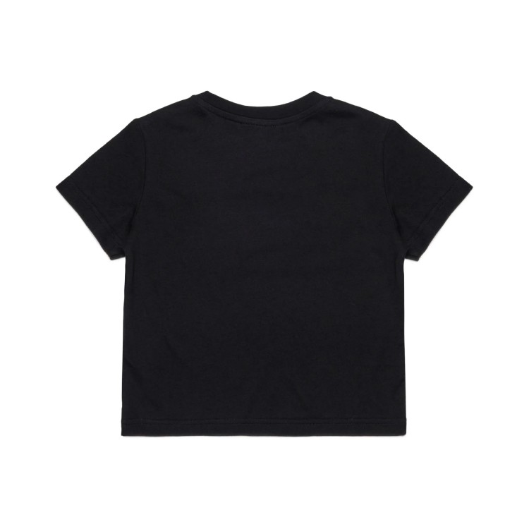 DIESEL T-shirt nera con logo paillettes bambina