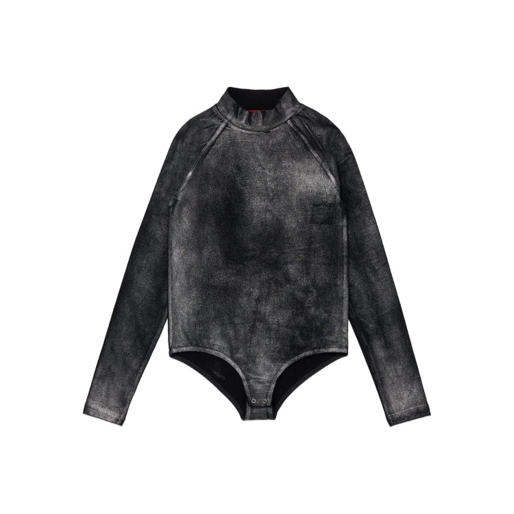 DIESEL T-shirt body nera effetto slavato bambina