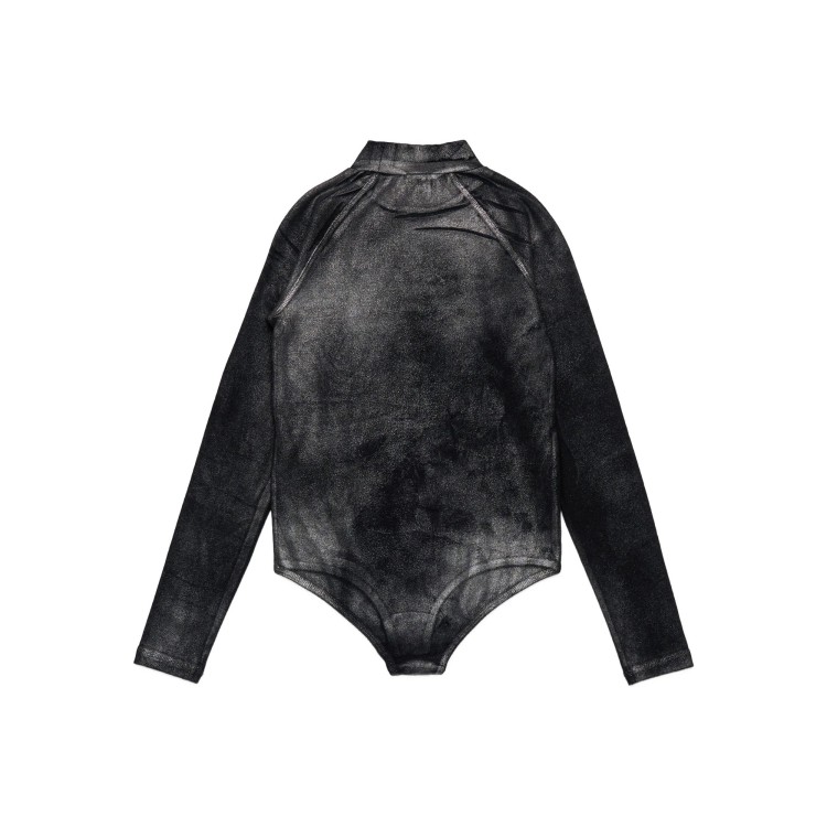DIESEL T-shirt body nera effetto slavato bambina