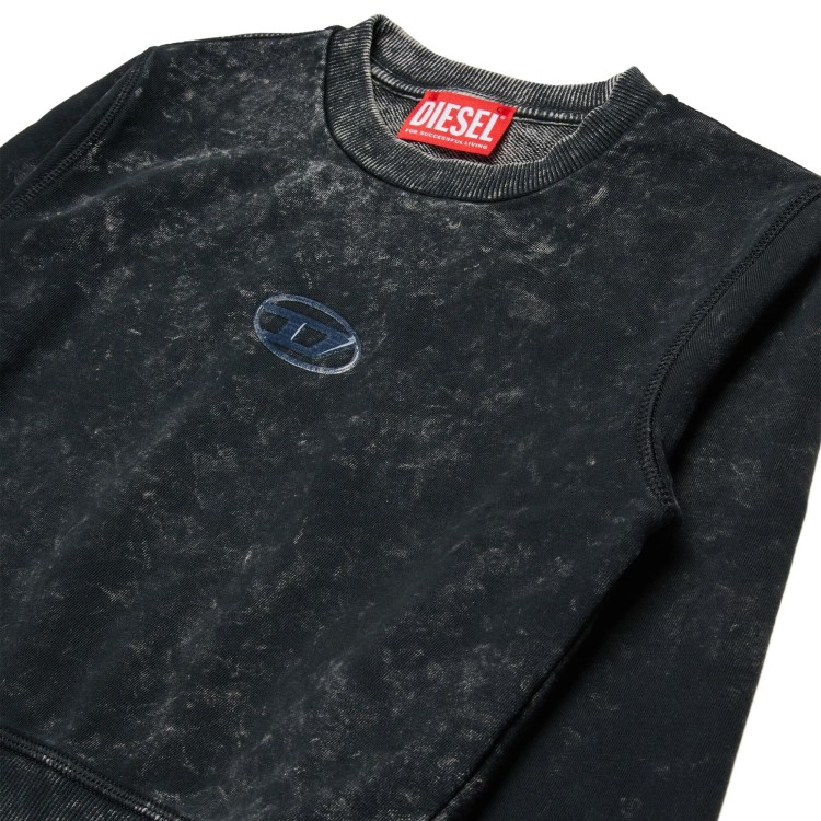 DIESEL Felpa nera Slaccy con logo bambini