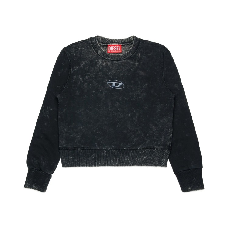 DIESEL Felpa nera Slaccy con logo bambini