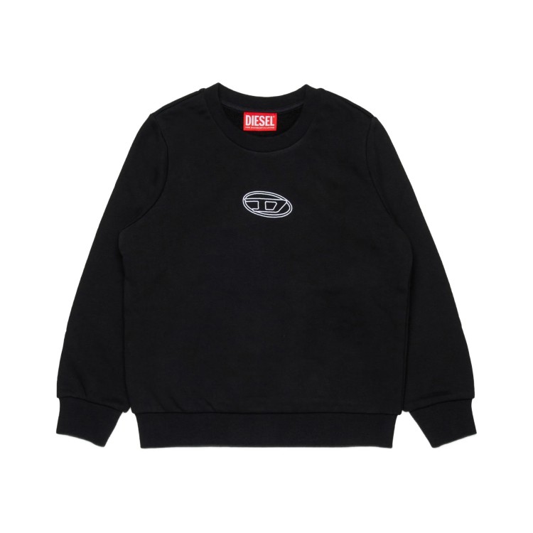 DIESEL Felpa nera girocollo con logo bambini