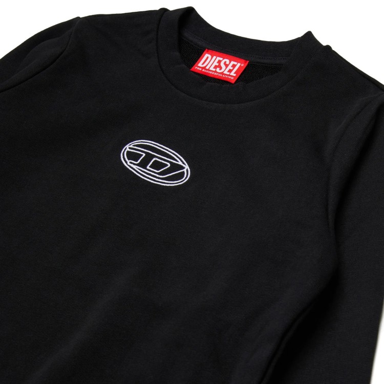 DIESEL Felpa nera girocollo con logo bambini