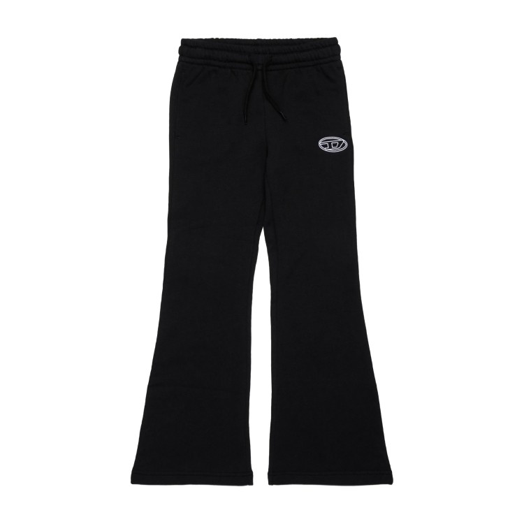 DIESEL Pantaloni sportivi neri svasati bambina