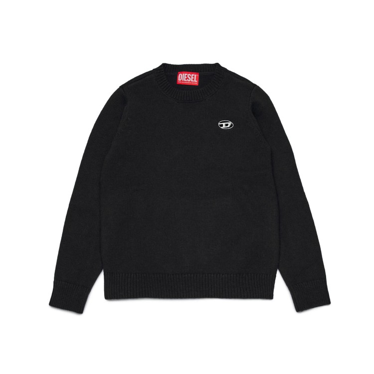 DIESEL Maglia nera con logo ricamato bambini