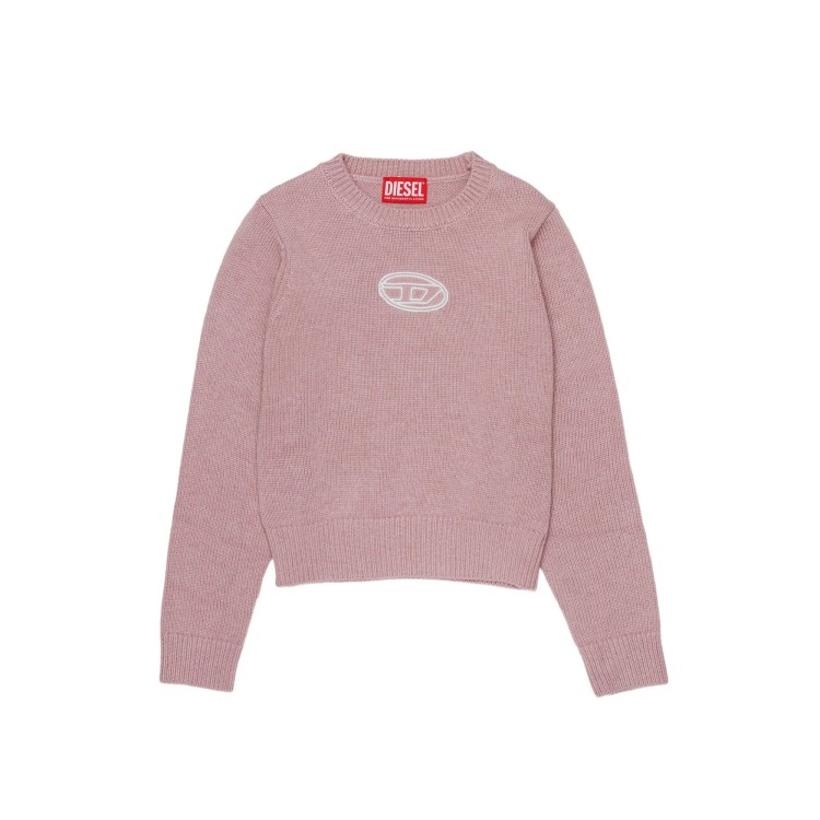 DIESEL Maglia rosa con logo ricamato bambina