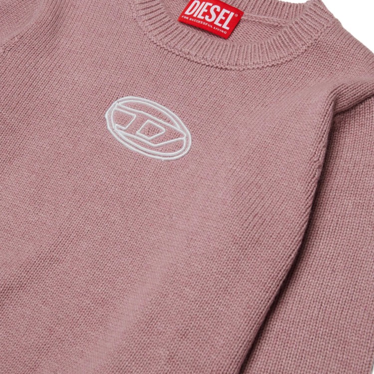 DIESEL Maglia rosa con logo ricamato bambina