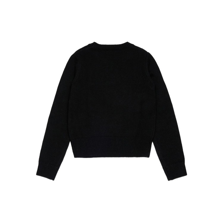 DIESEL Maglia nera con logo ricamato bambina