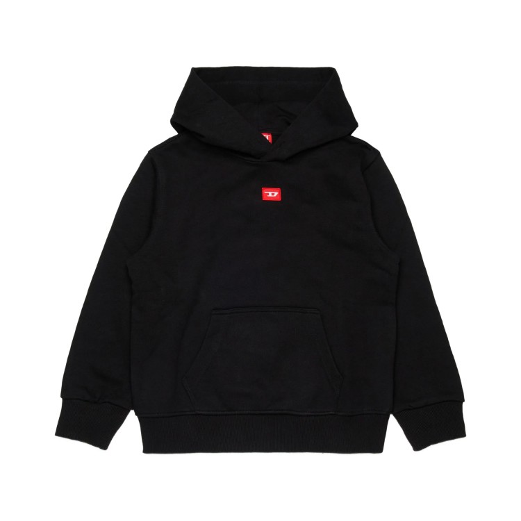 DIESEL Felpa nera con logo sul petto bambini