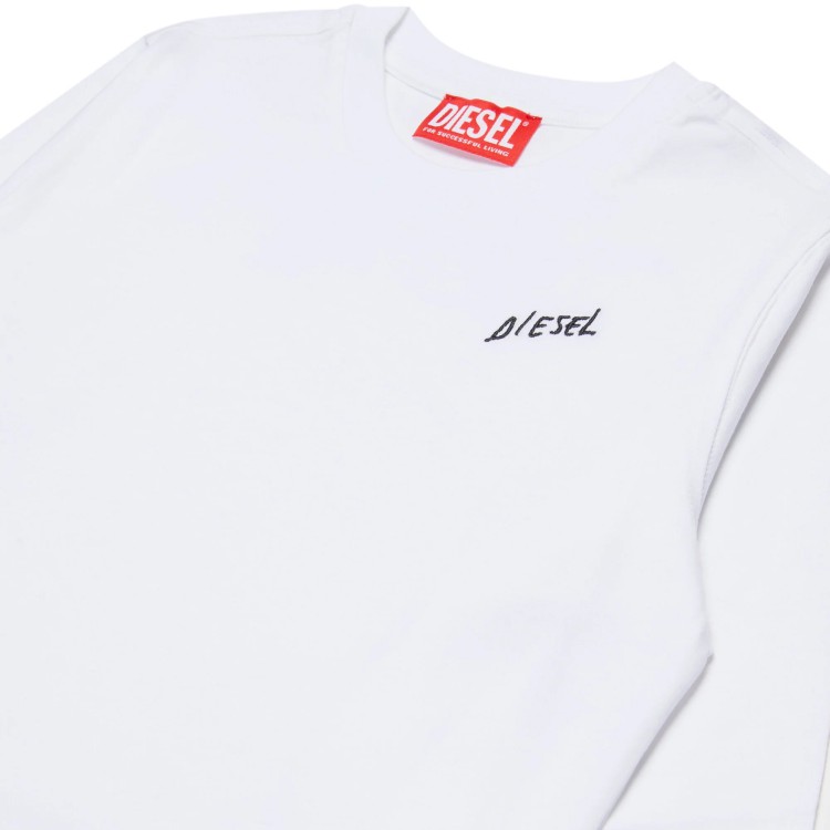 DIESEL T-shirt bianca a maniche lunghe bambini