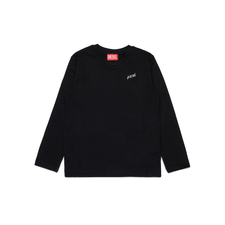 DIESEL T-shirt nera a maniche lunghe bambini
