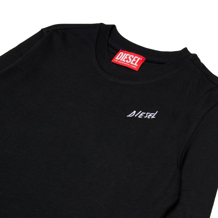 DIESEL T-shirt nera a maniche lunghe bambini