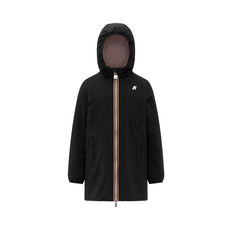 K-WAY Giacca nera e rosa lunga imbottita bambina