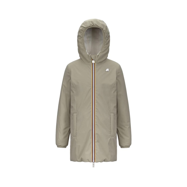 K-WAY Giacca verde e bianca lunga imbottita bambina