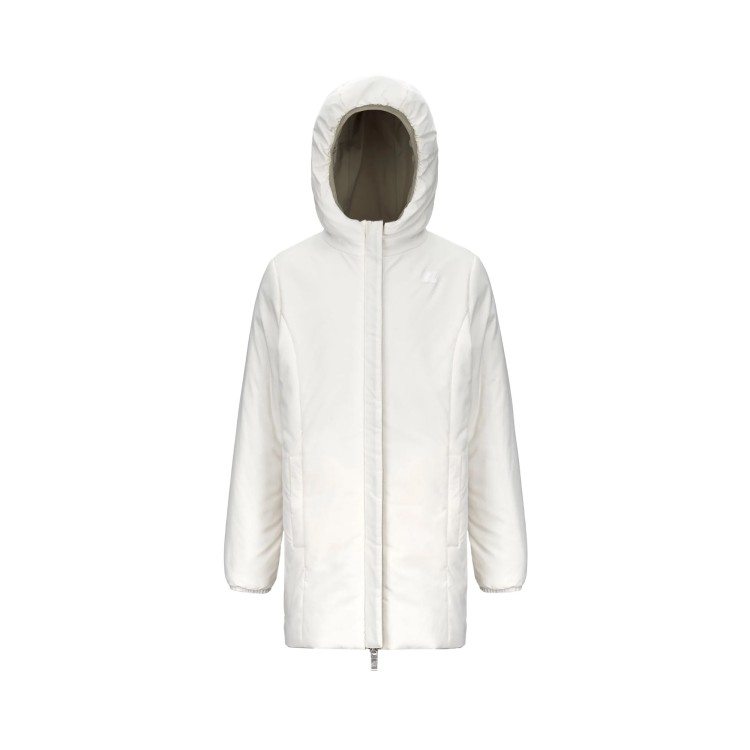 K-WAY Giacca verde e bianca lunga imbottita bambina