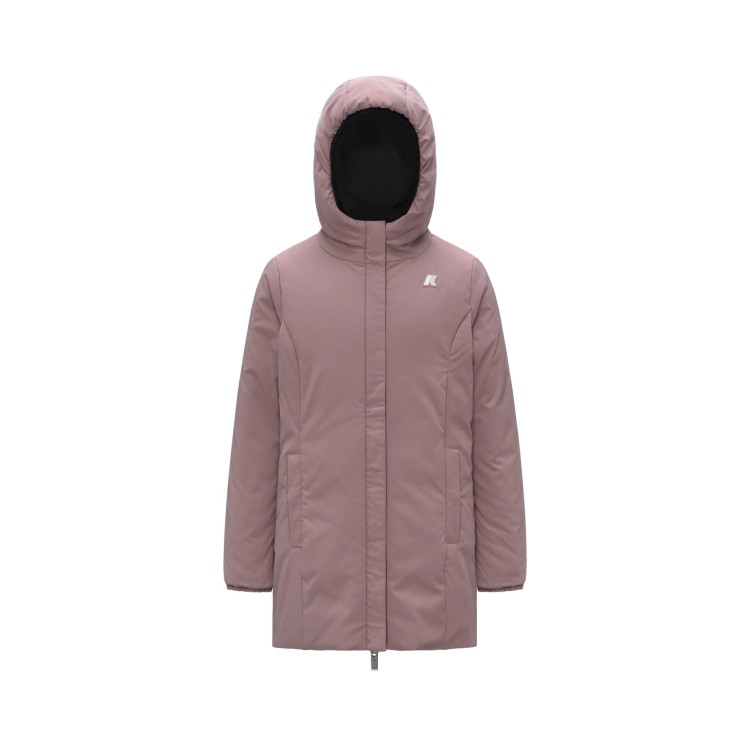 K-WAY Giacca nera e rosa lunga imbottita bambina