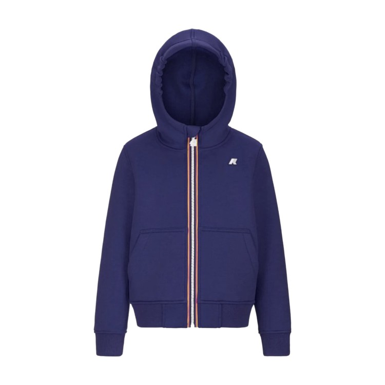 K-WAY Felpa blu full-zip con cappuccio bambini