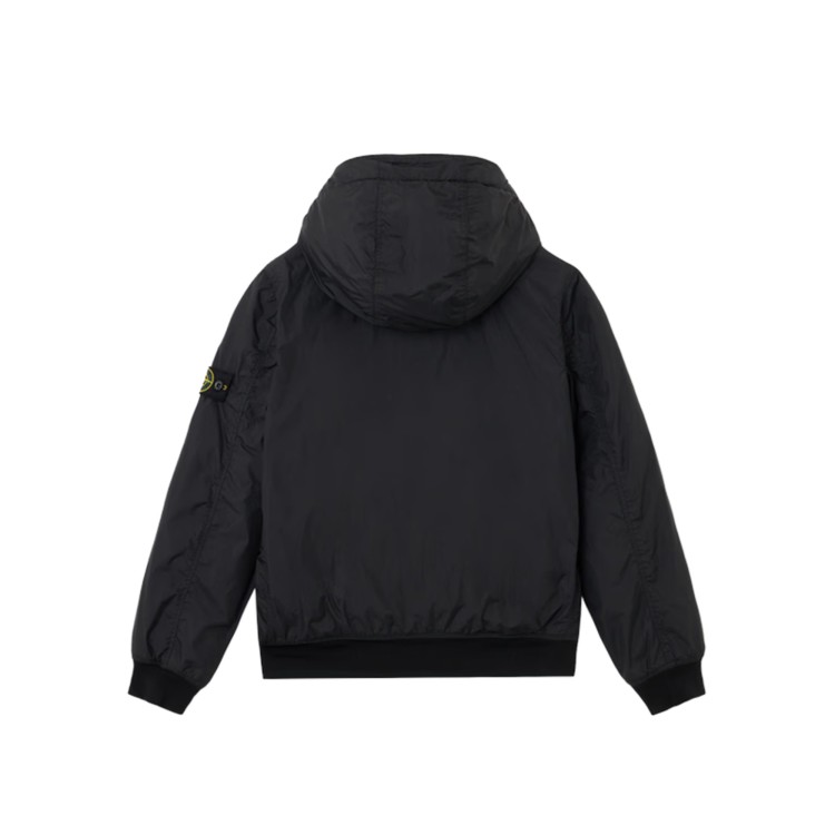 STONE ISLAND Giacca nera con cappuccio bambini