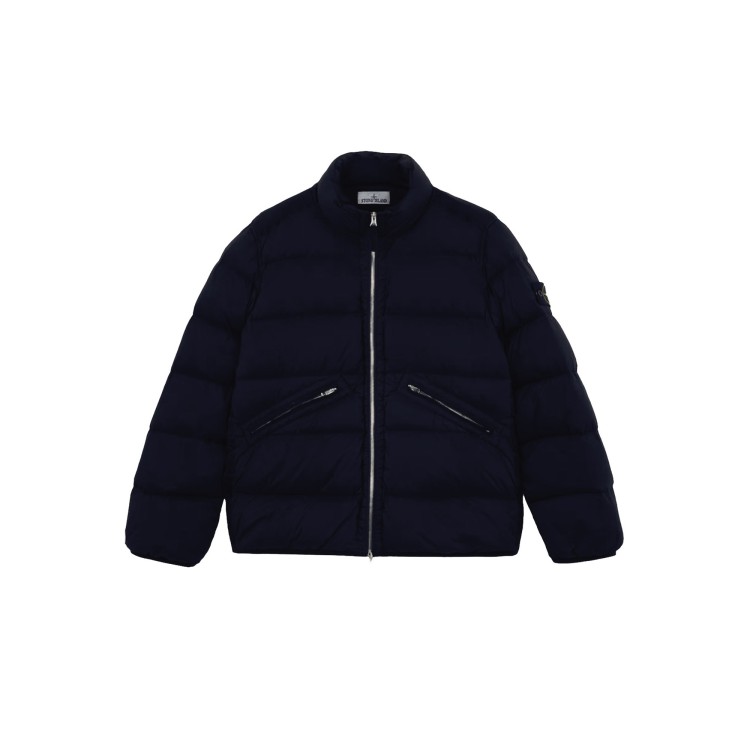 STONE ISLAND Giubbotto navy in vera piuma bambini
