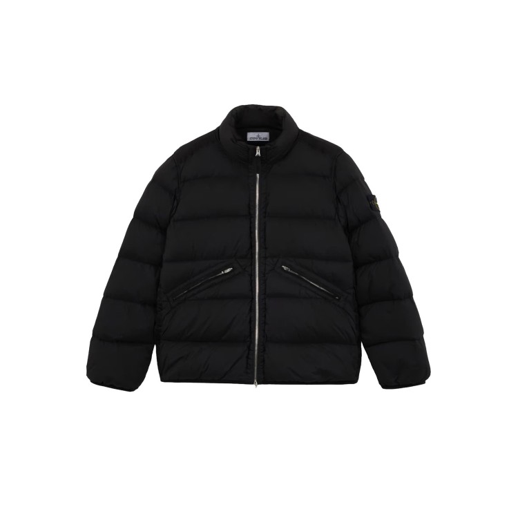 STONE ISLAND Giubbotto nero in vera piuma bambini
