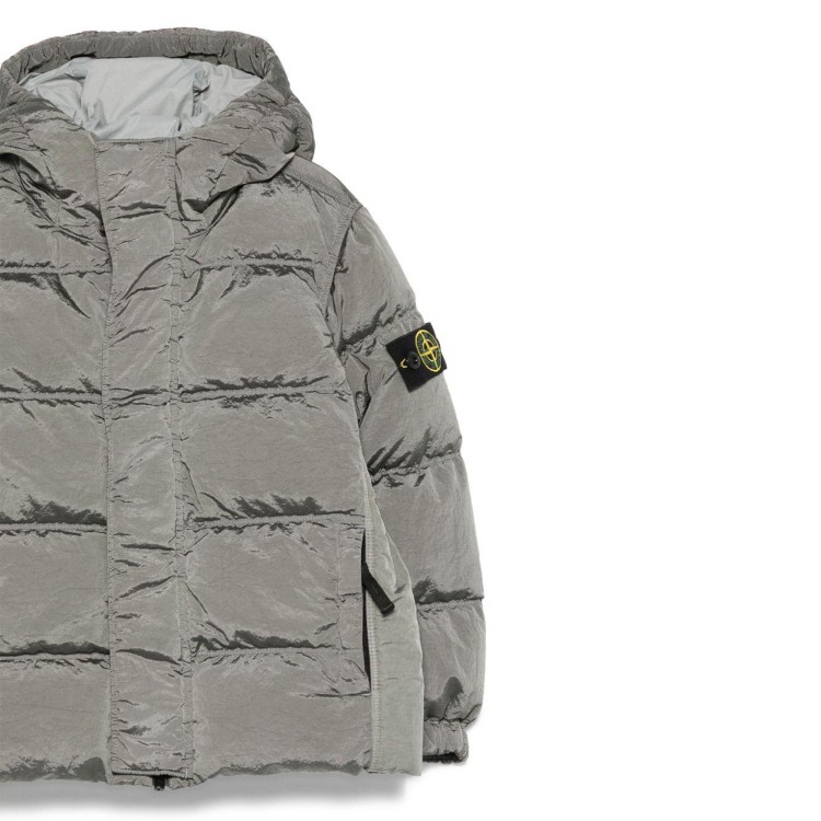 STONE ISLAND Piumino grigio in vera piuma bambini