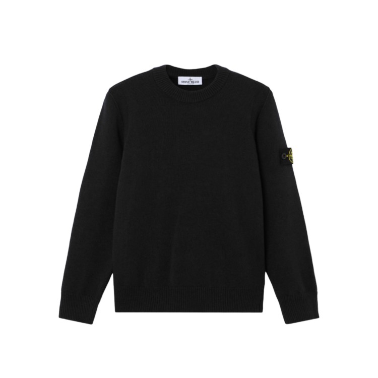 STONE ISLAND Maglione nero girocollo bambini