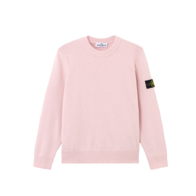 STONE ISLAND Maglione rosa girocollo bambina