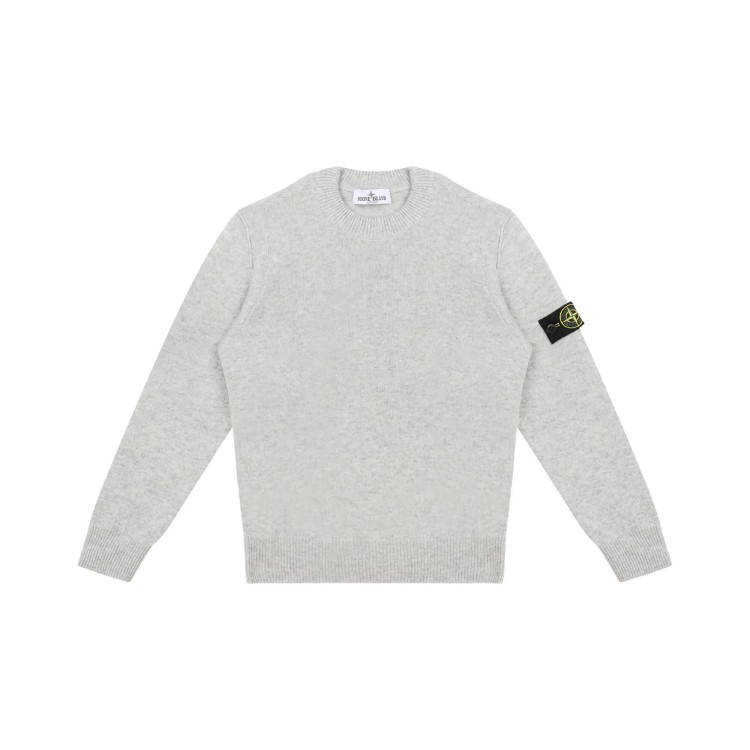 STONE ISLAND Maglione grigio girocollo bambini