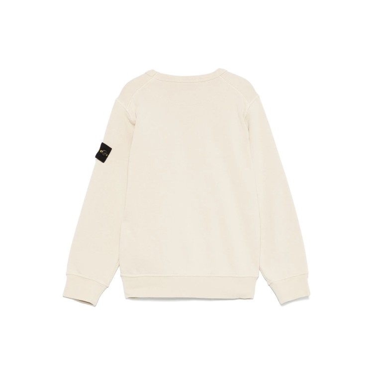 STONE ISLAND Felpa avorio girocollo con patch bambini