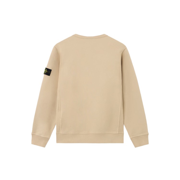 STONE ISLAND Felpa sabbia girocollo con patch bambini