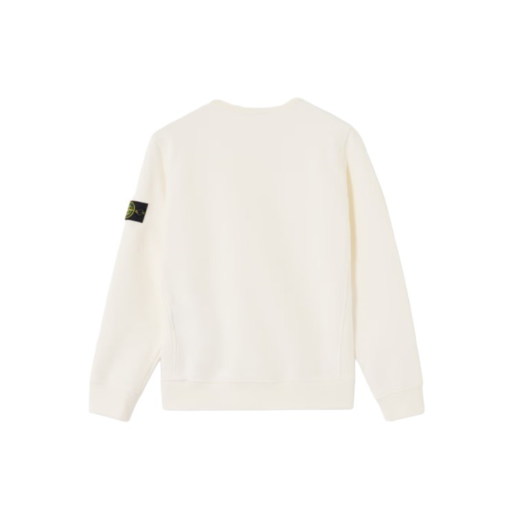 STONE ISLAND Felpa bianca girocollo con patch bambini