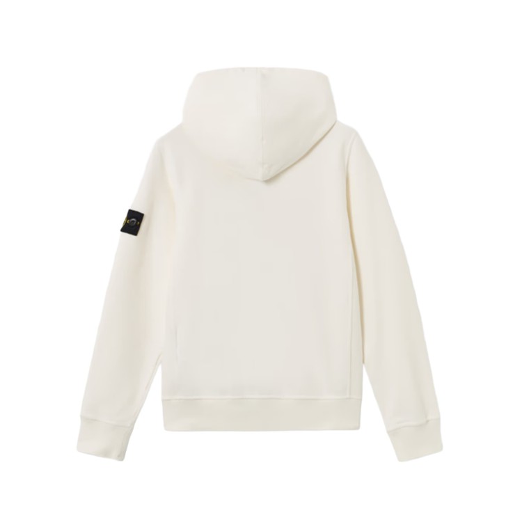 STONE ISLAND Felpa bianca full-zip con cappuccio bambini