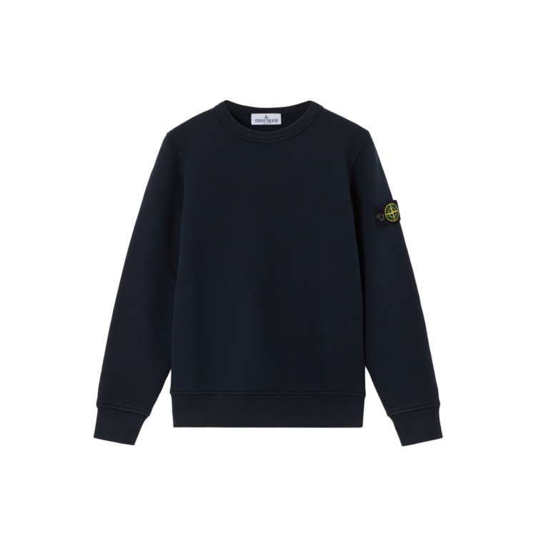 STONE ISLAND Felpa blu navy girocollo con patch bambini