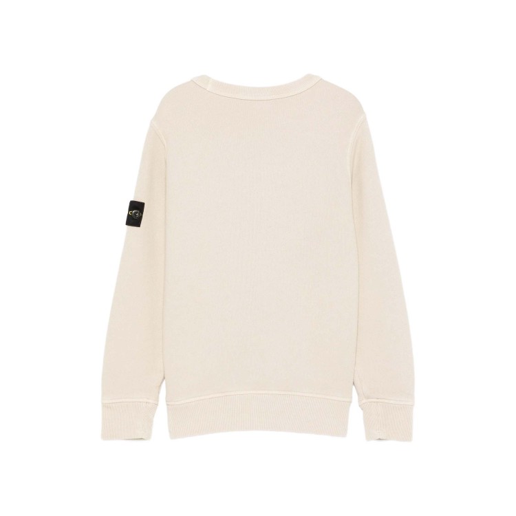 STONE ISLAND Felpa avorio girocollo con patch bambini