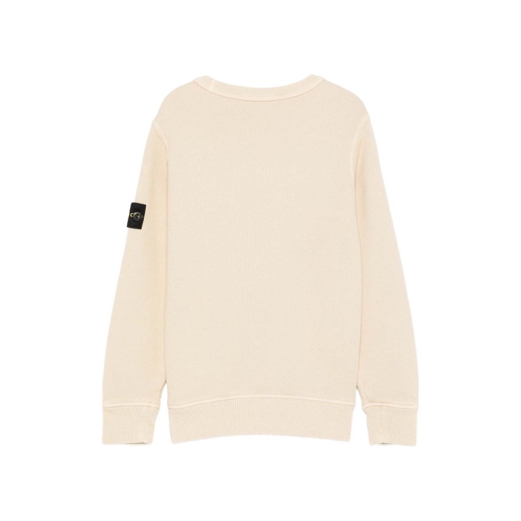 STONE ISLAND Felpa sabbia girocollo con patch bambini