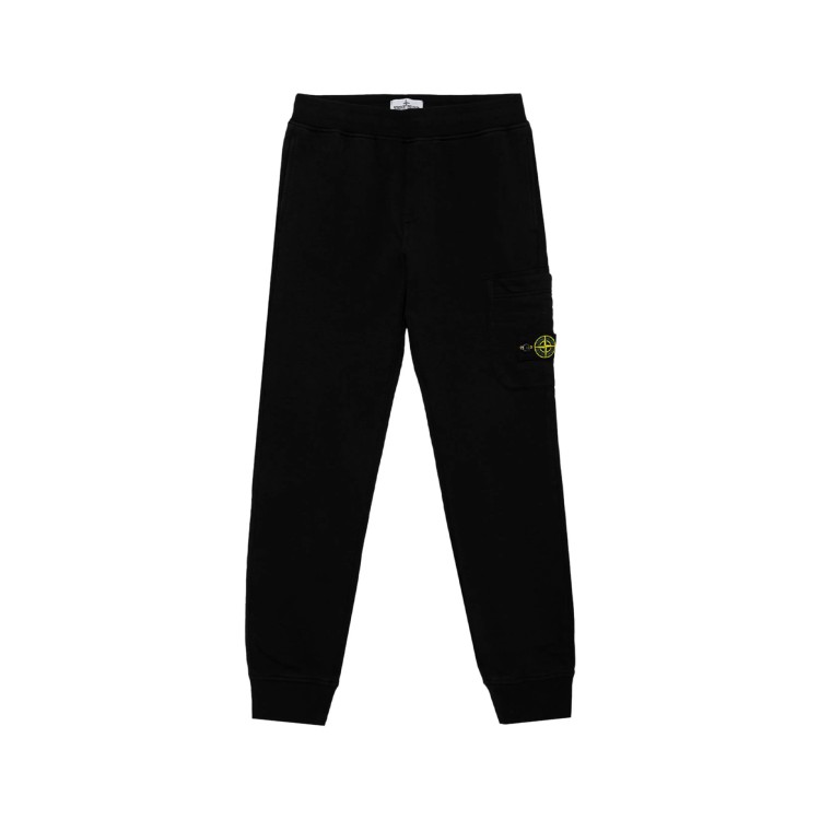 STONE ISLAND Pantaloni in felpa neri con tasca bambini