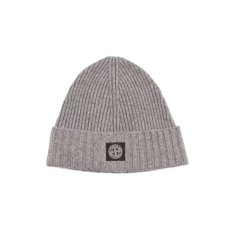 STONE ISLAND Cappello grigio a coste con logo bambini