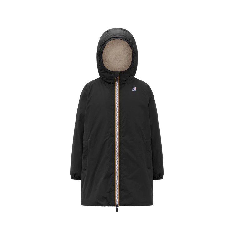 K-WAY Giubbotto nero inserto teddy bambini