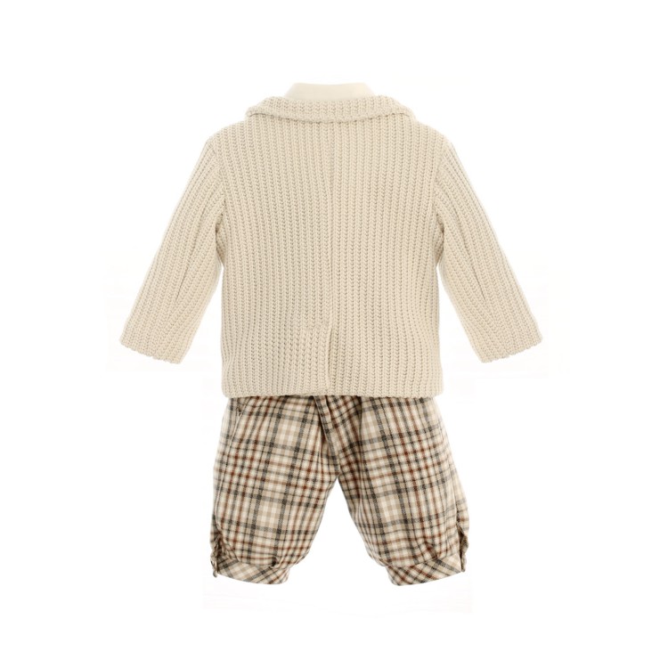 GASTONE Completo 4 pezzi beige a quadri neonato