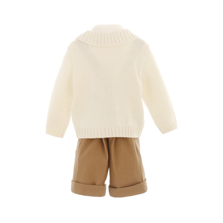 GASTONE Completo 4 pezzi panna e marrone neonato