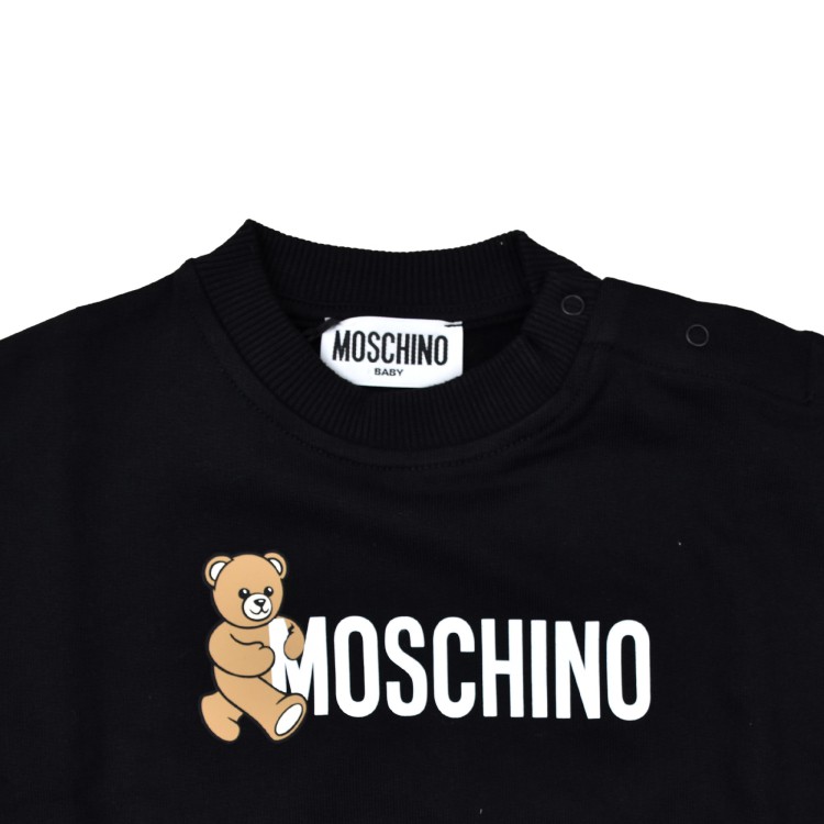 MOSCHINO Felpa nera girocollo con Moschino Bear neonati
