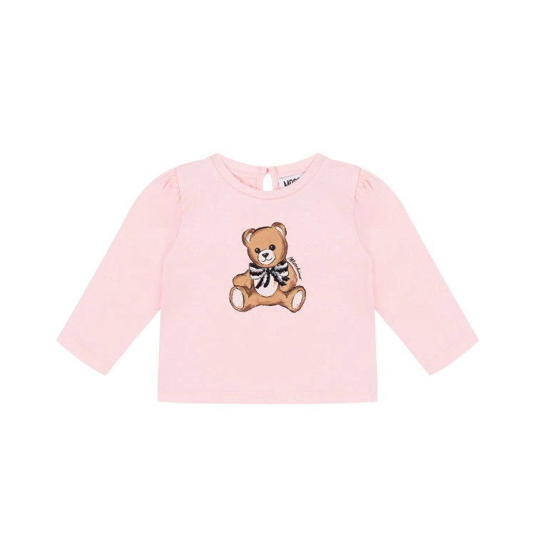 MOSCHINO T-shirt rosa a maniche lunghe Moschino Bear neonata
