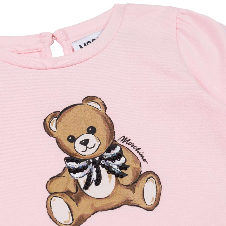 MOSCHINO T-shirt rosa a maniche lunghe Moschino Bear neonata