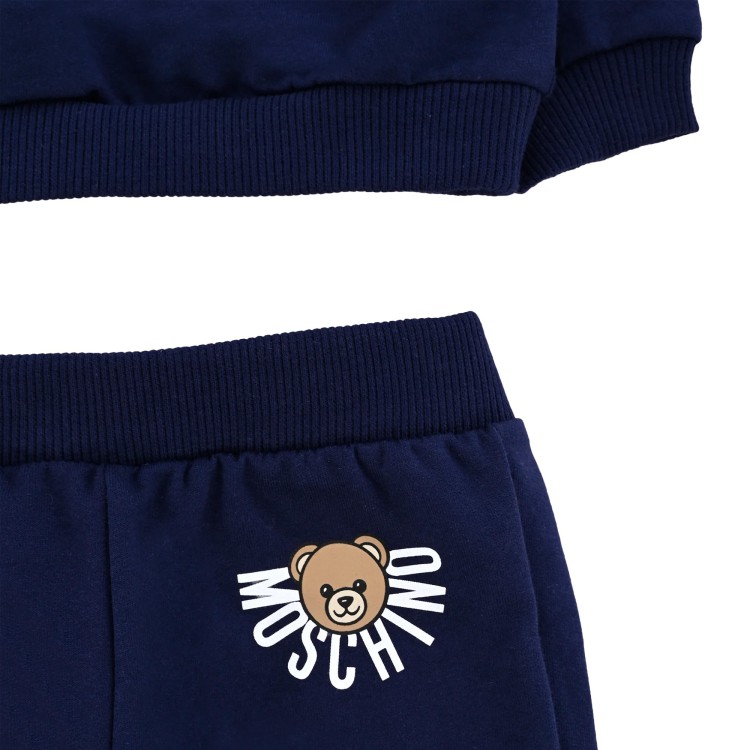 MOSCHINO Set felpa e pantaloni blu navy neonati